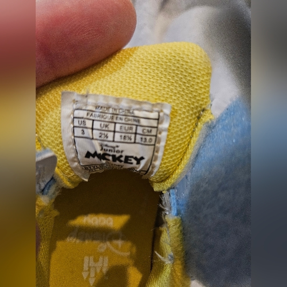 Disney Mickey Mouse Infants Blue Yellow Velcro Strap Walking Sneakers 3 - Picture 8 of 8